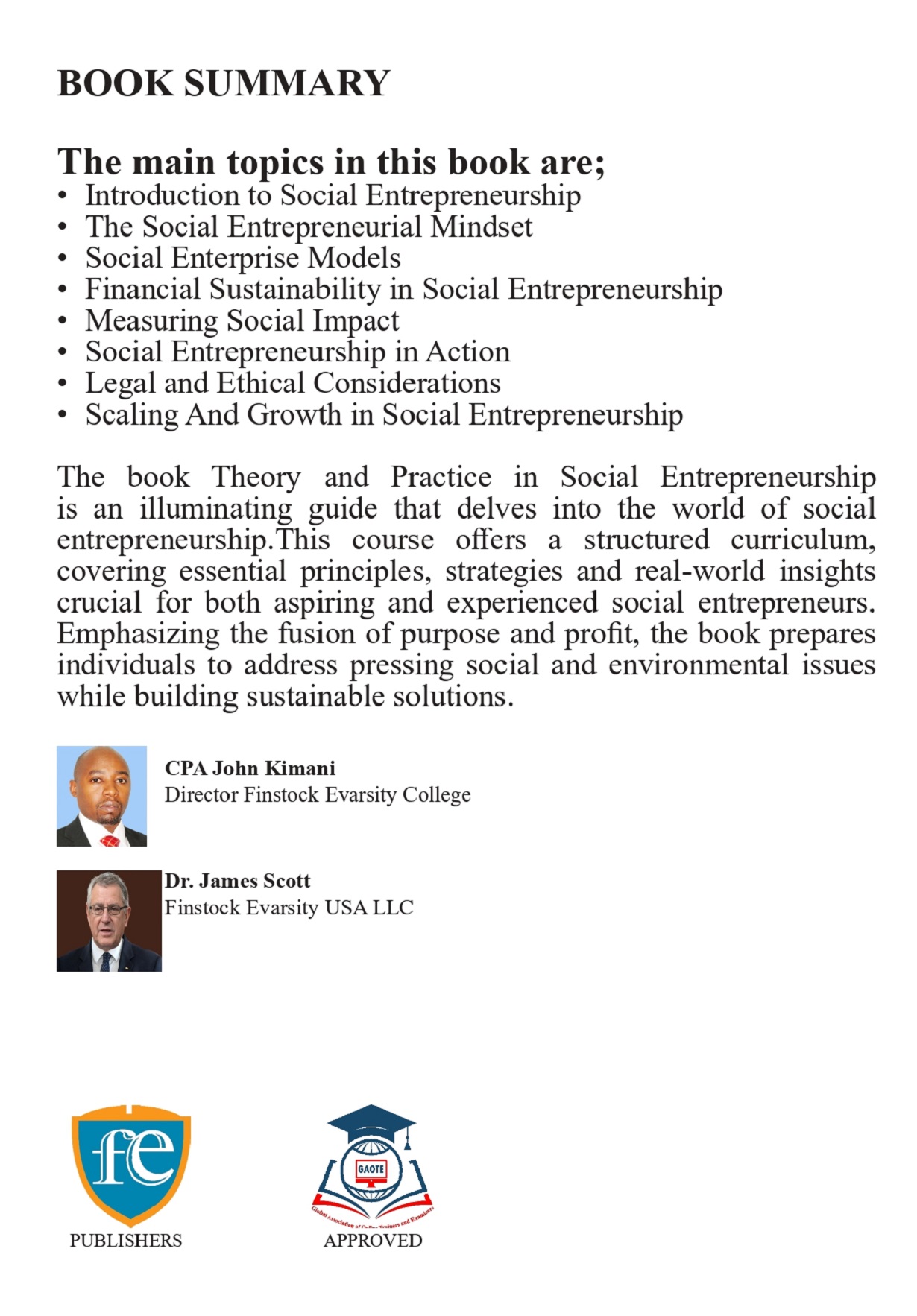 Theory and Practice in Social Entrepreneurship Professional Level ...